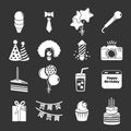 Happy birthday icons set grey vector Royalty Free Stock Photo