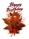 Happy birthday, illustration on white isolated background. Collage, drawing birthday greetings to you.