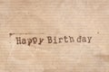 Happy Birthday Ink stamp on kraft paper