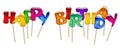 Happy Birthday inscription with sweet candy lollipop letters iso