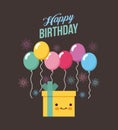 Happy birthday kawaii ballons Royalty Free Stock Photo