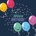 Happy birthday kawaii ballons Royalty Free Stock Photo