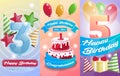 Happy birthday kids postcard set Royalty Free Stock Photo