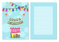 Happy birthday kids postcard set Royalty Free Stock Photo