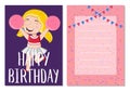 Happy birthday kids postcard template Royalty Free Stock Photo