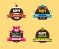 Happy Birthday Labels Collection, Vector illustration