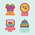 Happy Birthday Labels Comic Sticker Icon Design Royalty Free Stock Photo