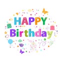 Happy Birthday lettering text. Colorful poster design greeting card vector illustration Royalty Free Stock Photo