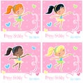 Happy birthday little ballerina - set of four birthday cards