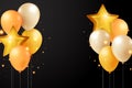 happy birthday with luxury balloons and confetti anniversary celebration banner template backgroung Royalty Free Stock Photo