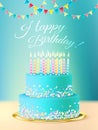 Happy Birthday Message With Realistic Cake Royalty Free Stock Photo