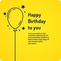 Happy Birthday, minimalistic linear poster on bright background.