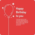 Happy Birthday, minimalistic linear poster on bright background.