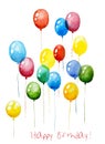 Happy Birthday multicolored flying balloons set Royalty Free Stock Photo