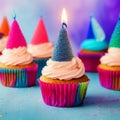 Happy birthday, my cake. Delicious cupcakes with pink cream frosting and colorful sprinkles 6 Royalty Free Stock Photo