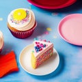 Happy birthday, my cake. Delicious cupcakes with pink cream frosting and colorful sprinkles 14 Royalty Free Stock Photo