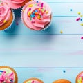 Happy birthday, my cake. Delicious cupcakes with pink cream frosting and colorful sprinkles 18 Royalty Free Stock Photo