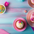 Happy birthday, my cake. Delicious cupcakes with pink cream frosting and colorful sprinkles 11 Royalty Free Stock Photo