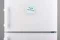 Happy Birthday note on white refrigerator door