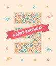 Happy birthday number 3 Colorful greeting card for three year