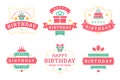 Happy birthday old fashioned label and badge set greeting card congratulations design vector flat Royalty Free Stock Photo