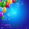 Happy Birthday party with balloons and ribbons background Royalty Free Stock Photo