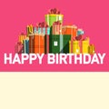 Happy Birthday Party Card with Gift Boxes Royalty Free Stock Photo