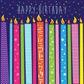 Happy birthday party with colorful candles and confetti Royalty Free Stock Photo