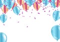 Happy Birthday.Party Flags With Confetti And Ribbons Falling On Royalty Free Stock Photo