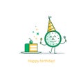 Happy birthday, party time, event celebration, piece of cake, funny illustration Royalty Free Stock Photo