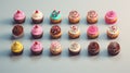 Happy Birthday! Pastel cupcakes with candles. Birth day celebrations. Generative AI