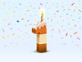 Happy Birthday, person birthday anniversary, Candle with cake in the form of numbers 1. Vector illustration