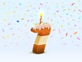 Happy Birthday, person birthday anniversary, Candle with cake in the form of numbers 7. Vector illustration