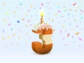 Happy Birthday, person birthday anniversary, Candle with cake in the form of numbers 3. Vector illustration