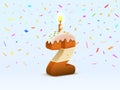 Happy Birthday, person birthday anniversary, Candle with cake in the form of numbers 2. Vector illustration