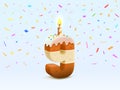 Happy Birthday, person birthday anniversary, Candle with cake in the form of numbers 9. Vector illustration