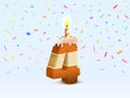 Happy Birthday, person birthday anniversary, Candle with cake in the form of numbers 4. Vector illustration