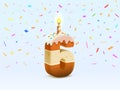 Happy Birthday, person birthday anniversary, Candle with cake in the form of numbers 6. Vector illustration