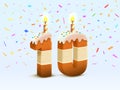 Happy Birthday, person birthday anniversary, Candle with cake in the form of numbers 10. Vector illustration