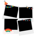 Happy Birthday Photo frame vector illustration on white background, Happy Birthday celebration, Simple Party Elements, Photo Frame Royalty Free Stock Photo