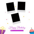 Happy Birthday Photo frame vector illustration on white background, Happy Birthday celebration, Happy Birthday Text Effect, Simple Royalty Free Stock Photo