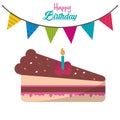 Happy birthday piece cake candle garland ed