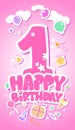 Happy Birthday pink card. Royalty Free Stock Photo