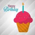 Happy birthday pink cupcake candle Royalty Free Stock Photo