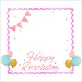 Happy Birthday Pink frame, Happiness, Happy Birthday Text Effect, Birthday Vector Illustration on White Background, Party Frame, Royalty Free Stock Photo