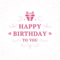 Happy birthday pink romantic gift box vintage greeting social media post template design vector flat Royalty Free Stock Photo