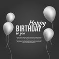 Happy Birthday Poster. Happy Birthday Background with silver balloons ant text. Happy birthday invitation template