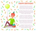 Happy Birthday Poster, Man Sitting with Party Horn