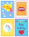 Happy Birthday Princess Card Vector Illustration Royalty Free Stock Photo