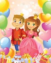 Happy Birthday, Princess and Prince, greeting card. Royalty Free Stock Photo